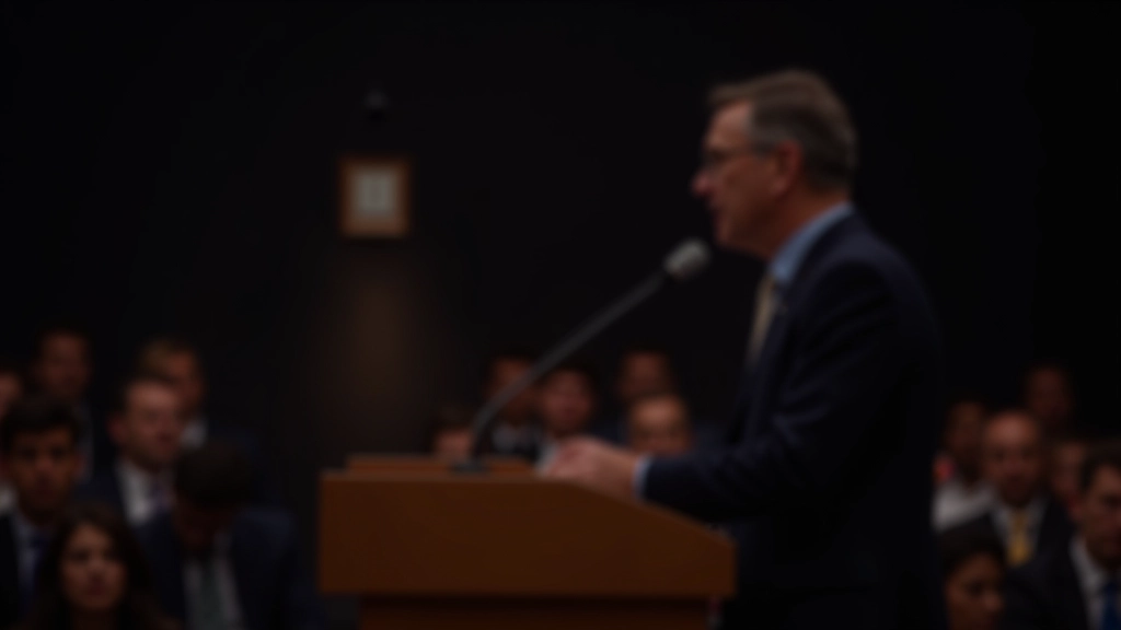 Relatore in pausa durante una presentazione, momento di silenzio consapevole